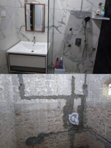 New water pipeline installation in Puncak Jelapang bathroom renovation with quality fittings